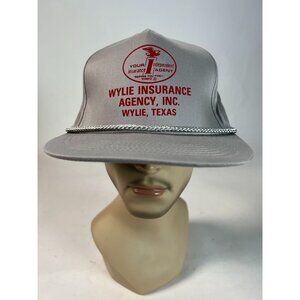 Vintage Wylie Insurance Agency Snapback Hat Gray & Red One Size